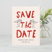 Scribble Funny Doodle Save the date Invitation Einladung (Stehend Vorderseite)