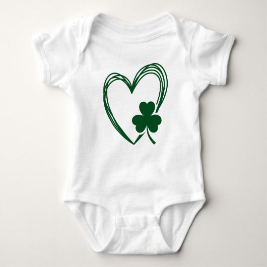 Scribble Heart mit Kleeblatt Saint Patrick's Day Baby Strampler (Vorderseite)