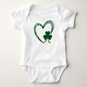 Scribble-Herz mit Shamrock Saint Patrick's Day Baby Strampler