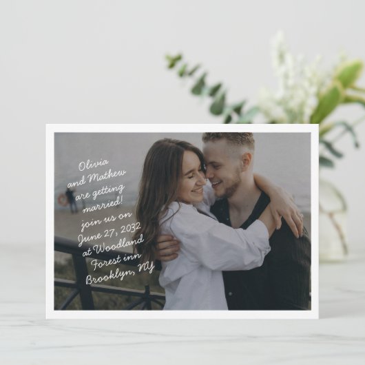 Scribble Lässig handgeschriebene Monogram Foto Wed Einladung (Stehend Vorderseite)