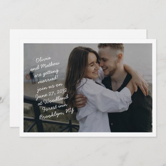 Scribble Lässig handgeschriebene Monogram Foto Wed Einladung (Vorne/Hinten)