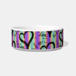 Scribble Liebe Heart Xoxo Strip Keramik Pet Bowl Napf
