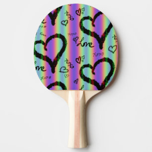 Scribble Liebe Heart Xoxo Stripe Ping Pong Paddle Tischtennis Schläger