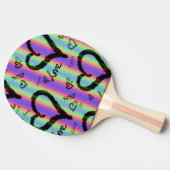 Scribble Liebe Heart Xoxo Stripe Ping Pong Paddle Tischtennis Schläger (Seitenansicht)