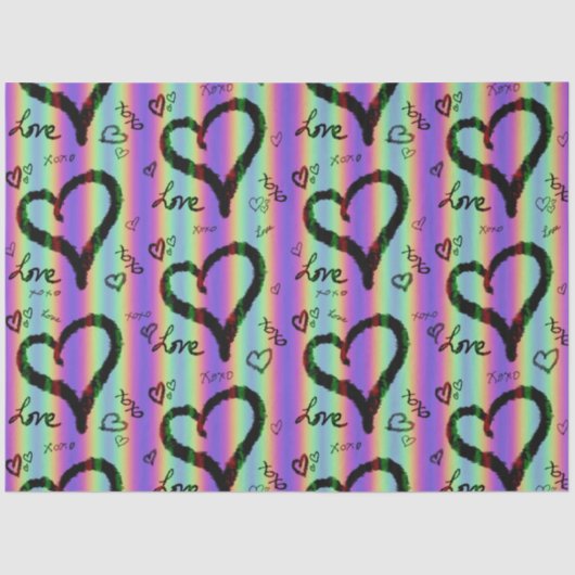 Scribble-Liebe Xoxo Heart Strip Tissue Seidenpapier (Vorderseite)