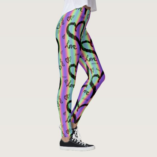 Scribble Liebe Xoxo Herz Strip Leggings (Rechts)