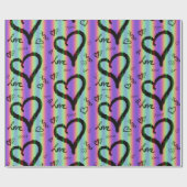 Scribble Liebe Xoxo Herz Strip Papier Geschenkpapier (Flach)