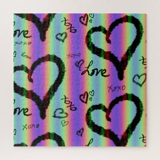 Scribble Liebe Xoxo Herz Strip Puzzle (Vertikal)
