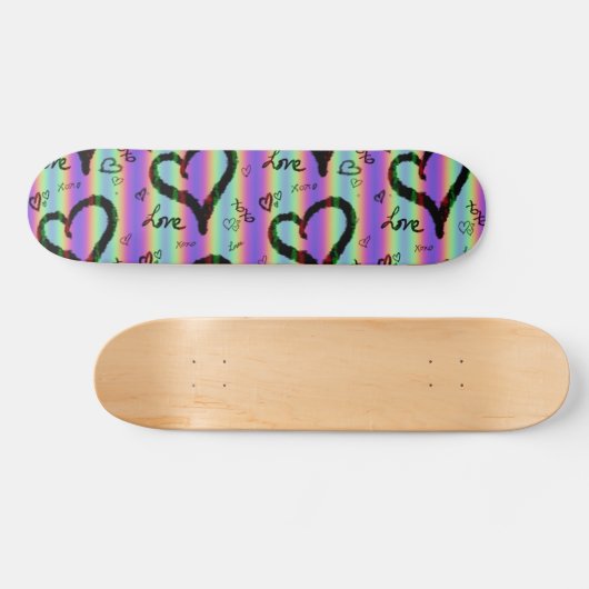 Scribble Liebe Xoxo Herz Stripe Skateboard (Horizontal)