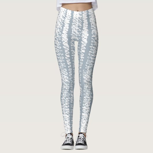 Scribble Nahtloses Abstractes Muster Grau Leggings (Vorderseite)