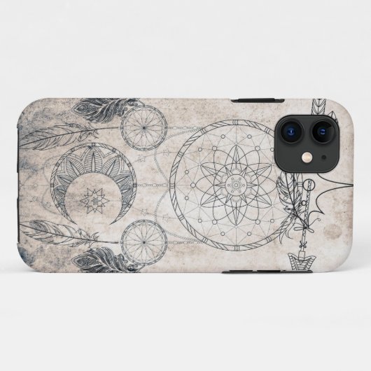 Scribble Pfeil Mandala Moon Dreamcatcher Federn Case-Mate iPhone Hülle (Rückseite (Horizontal))