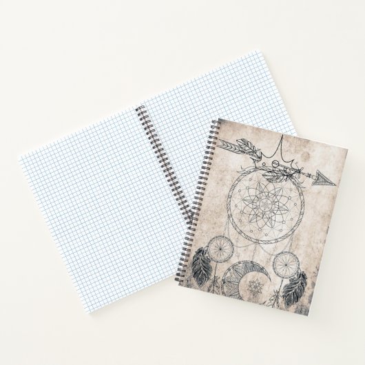 Scribble Pfeil Mandala Moon Dreamcatcher Federn Notizblock (Innenseite)
