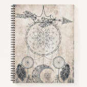 Scribble Pfeil Mandala Moon Dreamcatcher Federn Notizblock (Vorderseite)