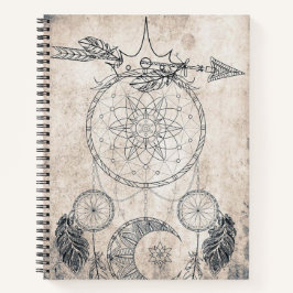 Scribble Pfeil Mandala Moon Dreamcatcher Federn Notizblock