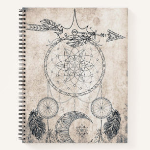 Scribble Pfeil Mandala Moon Dreamcatcher Federn Notizblock