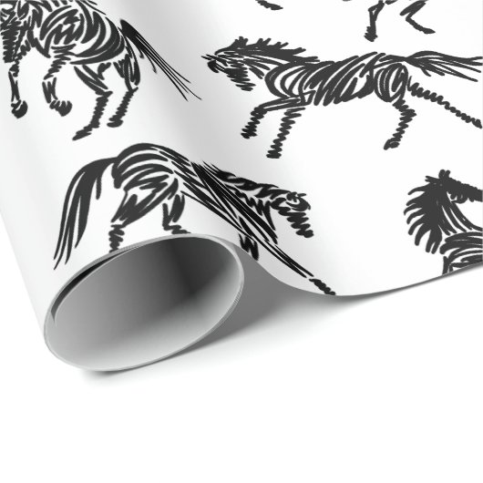 Scribble Pferd verrückte Herde Design Packpapier (Rolleneckpunkt)