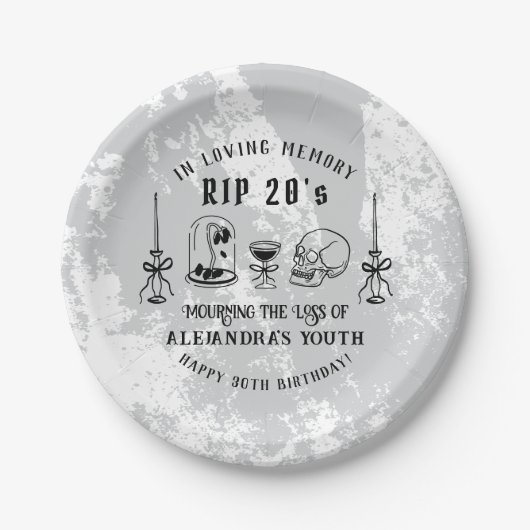 Scribble RIP 20 Tote für meine Jugend 30. Geburtst Pappteller (Vorderseite)