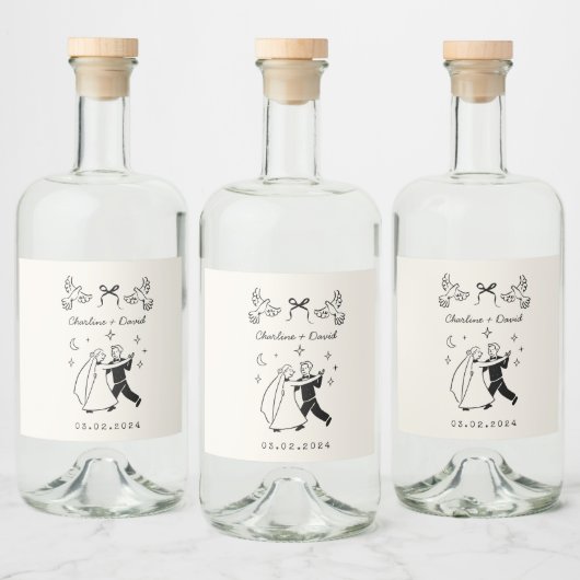Scribble Sketch Wedding Bottle Sticker Alkoholflaschenetikett (Flaschen)