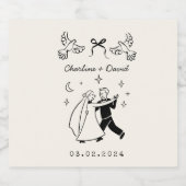 Scribble Sketch Wedding Bottle Sticker Alkoholflaschenetikett (Einzelnes Label)