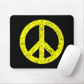 Scribble Stenciled Peace Symbol - Gelb auf schwarz Mousepad (Mit Mouse)