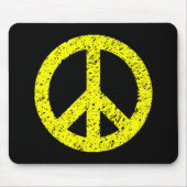 Scribble Stenciled Peace Symbol - Gelb auf schwarz Mousepad (Vorne)