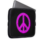 Scribble Stenciled Peace Symbol - Magenta auf Blk Laptopschutzhülle (Vorne Rechts)