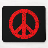 Scribble Stenciled Peace Symbol - Red on Black Mousepad (Vorne)
