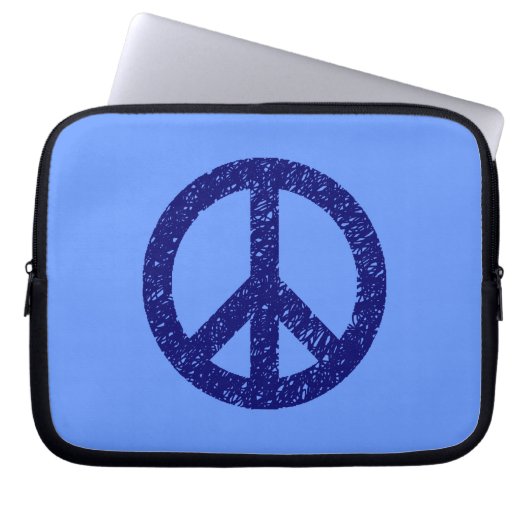 Scribble Stenciled Peace Symbol - Shades of Blue Laptopschutzhülle (Vorderseite)