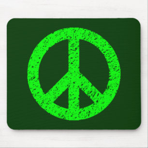 Scribble Stenciled Peace Symbol - Shades of Green Mousepad