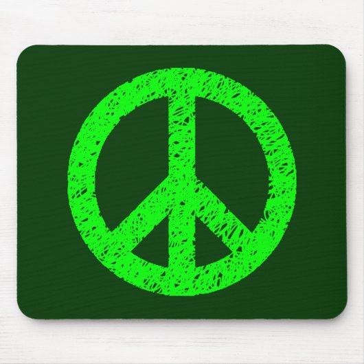 Scribble Stenciled Peace Symbol - Shades of Green Mousepad (Vorne)