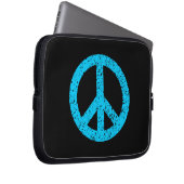 Scribble Stenciled Peace Symbol - Sky Blue on Blk Laptopschutzhülle (Vorne Rechts)