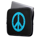 Scribble Stenciled Peace Symbol - Sky Blue on Blk Laptopschutzhülle (Vorderseite Links)