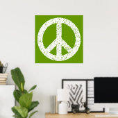 Scribble Stenciled Peace Symbol - White on Avocad Poster (Heimbüro)