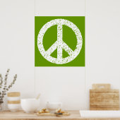 Scribble Stenciled Peace Symbol - White on Avocad Poster (Küche)