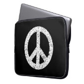 Scribble Stenciled Peace Symbol - White on Black Laptopschutzhülle (Vorderseite Links)