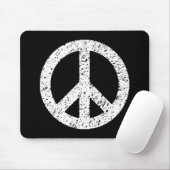 Scribble Stenciled Peace Symbol - White on Black Mousepad (Mit Mouse)