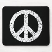 Scribble Stenciled Peace Symbol - White on Black Mousepad (Vorne)
