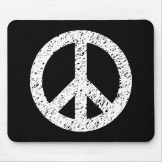 Scribble Stenciled Peace Symbol - White on Black Mousepad