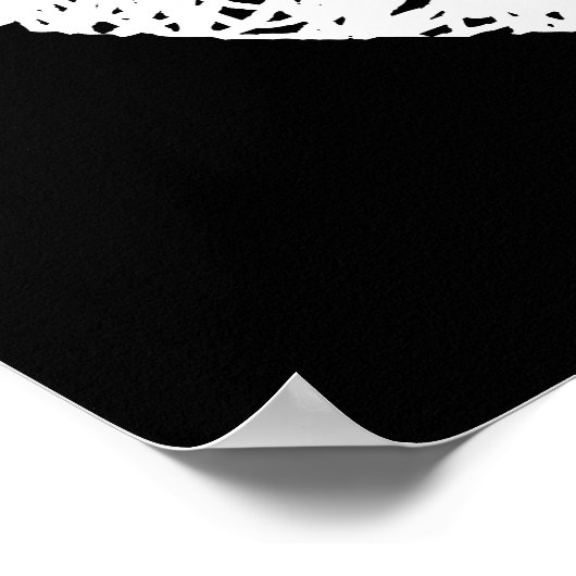 Scribble Stenciled Peace Symbol - White on Black Poster (Ecke)