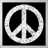 Scribble Stenciled Peace Symbol - White on Black Poster (Vorne)