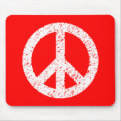 Scribble Stenciled Peace Symbol - White on Red Mousepad (Vorne)