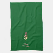 Scribble Tree + Star Frohe Weihnachten Grün Geschirrtuch (Vertikal)
