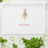 Scribble Tree + Star Frohe Weihnachten Weiß Geschirrtuch (Gefaltet)