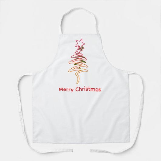 Scribble Tree + Star Frohe Weihnachten Weiß Schürze (Vorderseite)