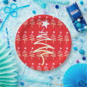 Scribble Tree + Star Weihnachtsfest Rot Pappteller (Party)