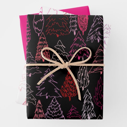 Scribble Trees - zusammengesetzte Papierblätter Geschenkpapier Set (Beispiel)