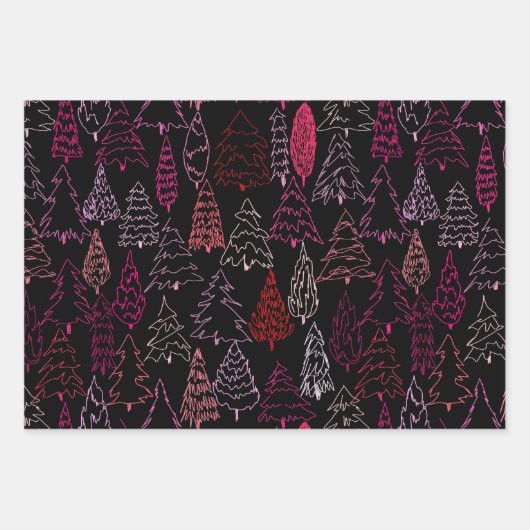 Scribble Trees - zusammengesetzte Papierblätter Geschenkpapier Set (Vorderseite)