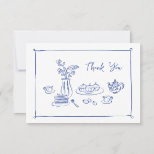 Scribble Whimsical Doodle Hand Gezeichnet Brautpar Dankeskarte