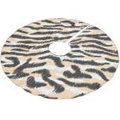 Scribble Zebra Leopard: Vintager Pelz Polyester Weihnachtsbaumdecke (Schrägansicht)