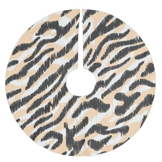 Scribble Zebra Leopard: Vintager Pelz Polyester Weihnachtsbaumdecke (Vorderseite)